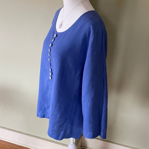 Women's 100% Linen Lilac 3/4 Sleeve Pullover Top (S) - Picture 3 of 12